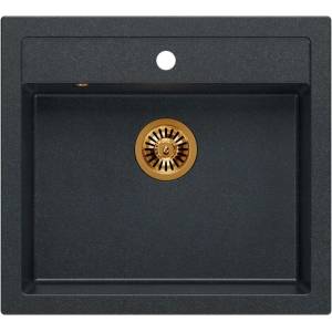 Quadron Unique Bill 110 вградена мивка от композитен материал, черен диамант - мед, 60x54 см (HCQB6054U8_PVDC1) Мивка за вграждане