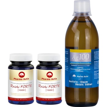 Pharma Activ Reishi Forte1000 90 kapslí 1+1 + Ag100 10ppm 500 ml