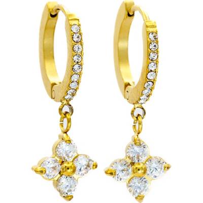 BRUNOshop.cz Visací náušnice HVĚZDIČKA s kamínky gold S4538
