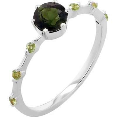 Eppi Prsten se zeleným turmalínem a postranními olivíny Imelda R45595