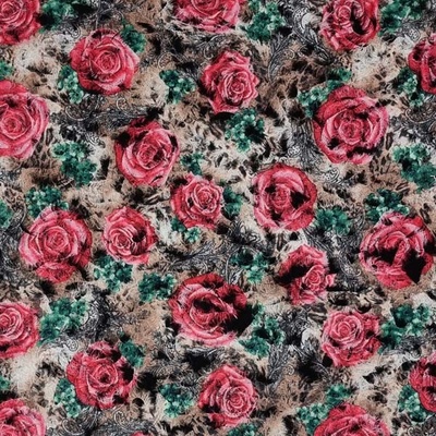 Kabátovina N6394, malinové ruže, š.145