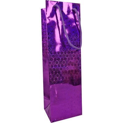 Darčeková taška na alkohol 33 x 10 x 9 cm holografická ružová