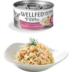 WELLFED Гурме за котки Wellfed Filleto Chicken & Shrimps, 70 гр