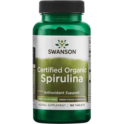 Swanson Certified Organic Spirulina, 500 mg, 180 таблетки, Swanson (SWR044)