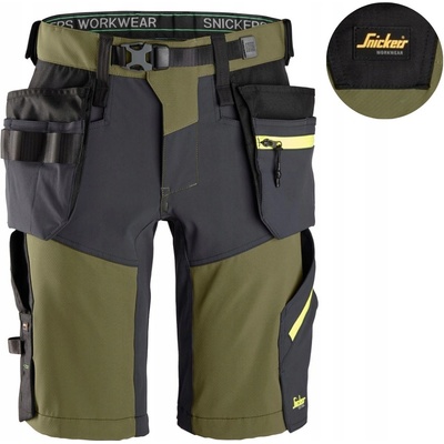 Snickers Workwear Kraťasy FlexiWork Softshell Stretch khaki