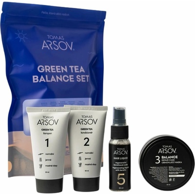 Tomas Arsov Green tea šampon 50 ml + kondicionér 50 ml + Balance obnovující maska 50 ml + Hair Liquid keratinová regenerační voda 30 ml