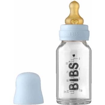 BIBS Стъклена бебешка бутилка с аксесоари Bibs - 110 ml, синя (5013231)