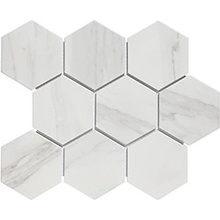 FIN Keramická mozaika bílá HEX10 Carrara 9,5x11 (26,5x29,6) cm 1ks