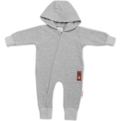 Teplákový overal s vreckom a kapucňou BOY Baby Nellys sivý