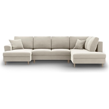 Cosmopolitan Design Бежов кадифен разтегателен ъглов диван с място за съхранение (десен ъгъл/U форма) Kyoto - Cosmopolitan Design (COS_URF_2_F2_KYOTO1)