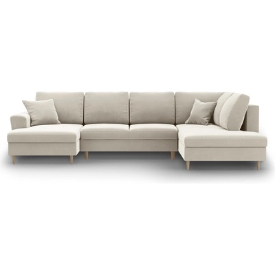 Cosmopolitan Design Бежов кадифен разтегателен ъглов диван с място за съхранение (десен ъгъл/U форма) Kyoto - Cosmopolitan Design (COS_URF_2_F2_KYOTO1)