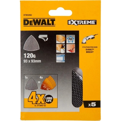 DeWALT DTM3093 Brusná mřížka EXTREME P120 pro DTM3093, 93 x 93 mm, 5 ks