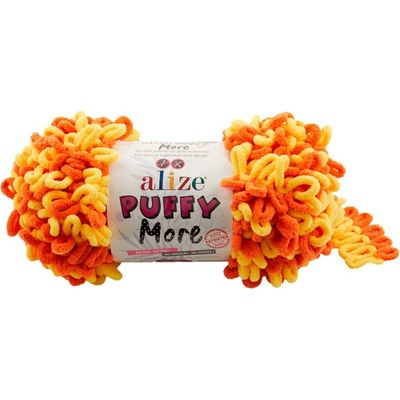 Alize příze Puffy More 6547 oranžová a žlutá