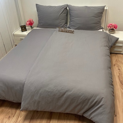 TiaHome Ľanové Deluxe obliečky sivé 140x200+90x70cm