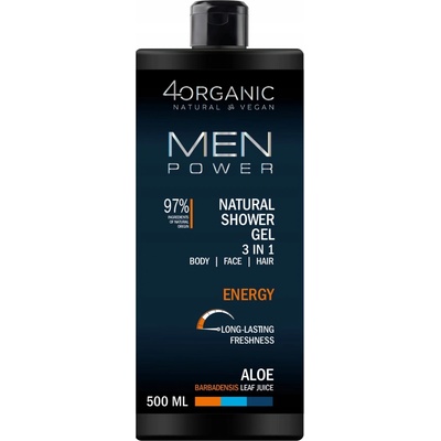4organic Men Power prírodný sprchový gél 3v1 Energy 500ml