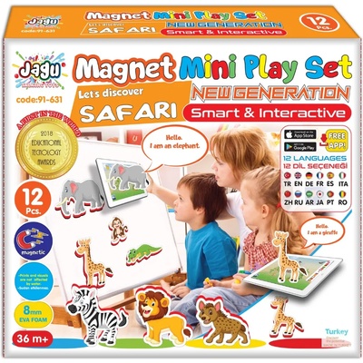 Jagu Комплект Jagu - Магнитни говорещи играчки, сафари, 12 части (91-631)
