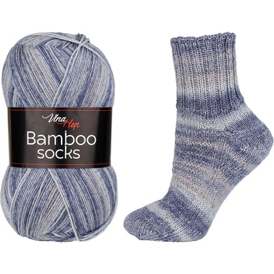 Vlna-hep Příze Bamboo socks - vlněná ponožková s bambusem Bamboo socks: Melír 7908
