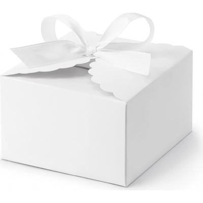 Dárkové svatební krabičky bílé s mašličkou - 10 ks – Zboží Dáma