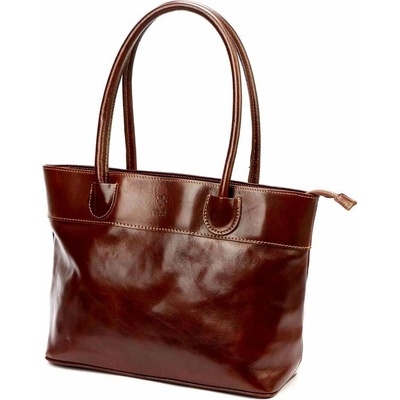 Florence dámska kožená kabelka A4 12 TAMP Brown Shoulder Shopper