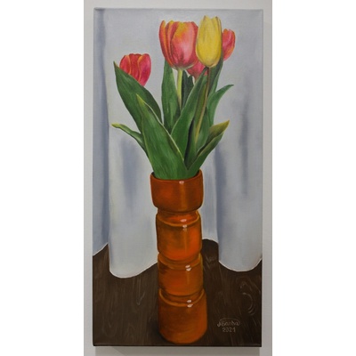 Ban Ručně malovaný obraz na plátně květiny Tulipány ve vaze