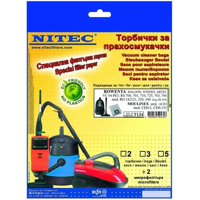 NITEK Торбички за прахосмукачки - код Т134 artec, calor, moulinex, rowenta, shivaki (Т134)