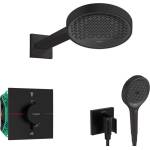 Hansgrohe - Душ комплект с термостат за вграждане, с корпус, диаметър 25 см, 3 струи, матово черно SANI21HHH407 (SANI21HHH407)
