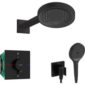 Hansgrohe - Душ комплект с термостат за вграждане, с корпус, диаметър 25 см, 3 струи, матово черно SANI21HHH407 (SANI21HHH407)