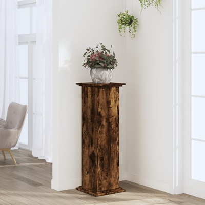 vidaXL Поставка за растения, опушен дъб, 33x33x100 см, инженерно дърво (852982)