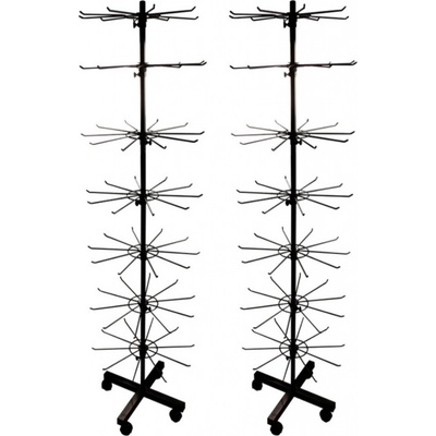 BAYLI sada 2 kusů - Otočný stojan výška 155 cm | 7patrový pojízdný stojan | Otočný stojan se 70x kovovými háčky | Prodejní pult | Prodejní stojan na drobné zboží černý – Zboží Dáma