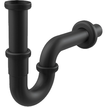 Alcadrain Сифон за мивка тръбен „u dn32 с гайка 1 1/4", черен мат (a4320black)