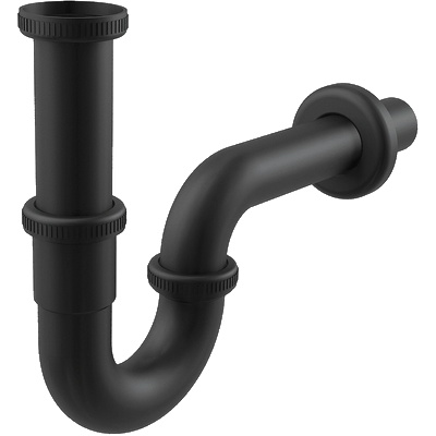 Alcadrain Сифон за мивка тръбен „u dn32 с гайка 1 1/4", черен мат (a4320black)