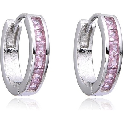 Jan Kos jewellery stříbrné náušnice s růžovým kamenem MHT-35