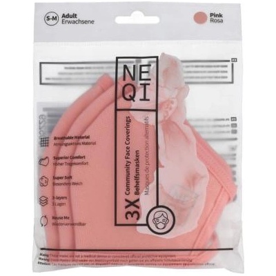 NEQI Adult Community Face Coverings S-M Pink предпазна маска 3 бр