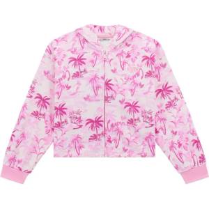 GUESS Суичър за момиче Oversize с качулка и цип с цикламени палми Guess