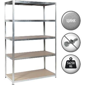 Carmen Метален стелаж Carmen CR-1012 E - 180х120х60 см, до 250 кг на рафт - цинк (3580552_1)