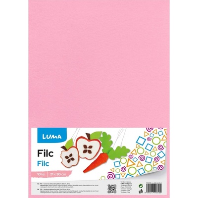 Filc Luma A4, světle růžový 10ks