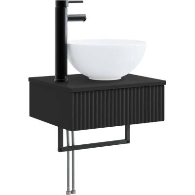 vidaXL Мивка за измиване, монтирана на стена Черно 40 x 35 x 39 см (890169)