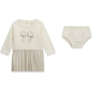 Guess Комбинирана рокля за бебе в цвят мръсно бяло със златисто плисе Guess