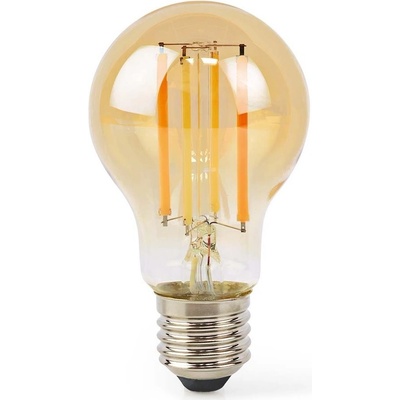 Nedis Wi-Fi chytrá LED žárovka s vláknem/ E27/ A60/ 7W/ 806lm/ teplá bílá/ 1800 3000K/ sklo/ zlatá
