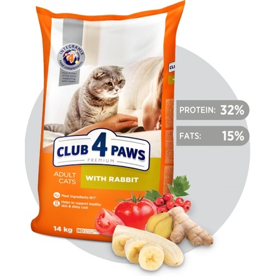 CLUB 4 PAWS Premium With rabbit For adult cats 14 kg
