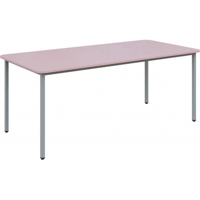 JSBR 190 N jídelní stůl kovová podnož stříbrná deska 18 mm 1900 x 900 mm pastelově růžová