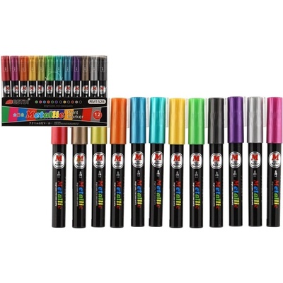 Akrylové barvy 12ml 12ks i na keramiku,sklo,kameny v krabičce 11x26cm