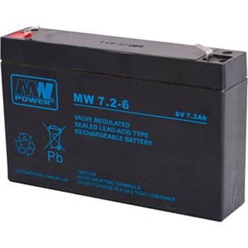 MW Акумулаторна батерия MW 7.2-6, 6V, 7.2Ah, AGM, F1 конектори (MW 7.2-6)