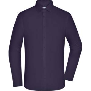 Daiber JN 1372 / Мъжка риза от поплин с дълъг ръкав, slim fit - тъмно лилава XL (021372abs04)