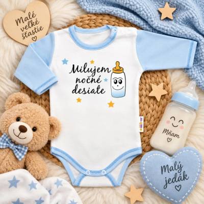 Baby Nellys Body Dlhý Rukáv Milujem Nočné Desiate modrá