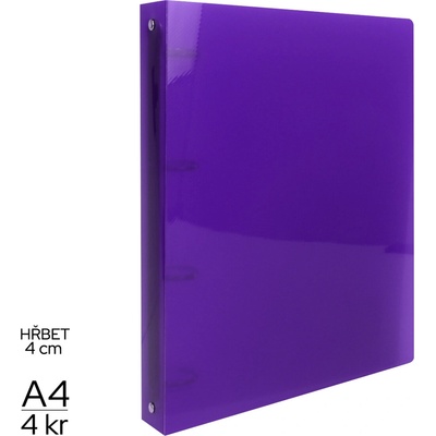 LUMA Pořadač A4 40 mm 4 kroužkový fialový