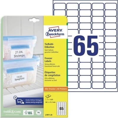 Avery Zweckform L7971-25 bílé 38.1mm x 21.2mm