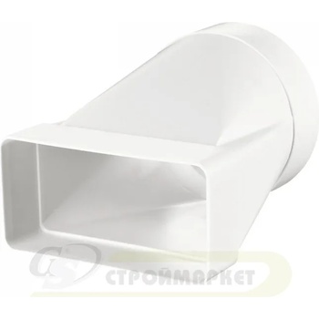 Image 1 of VENTS ПРЕХОД ЗА ВЪЗДУХОВОД 812 ф125/204х60 ПЛОСКО-КРЪГЪЛ ПВЦ (812)