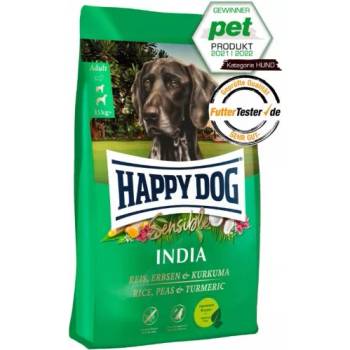 Happy Dog Sensible India - храна за чувствителни кучета, вегетарианска композиция с ориз, грах и куркума, 0, 3 кг, Германия - 60963