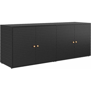  Градински шкаф за съхранение черен 198x55, 5x80 см полиратан